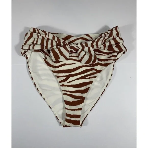 Veronica Beard Azoia Tie Front Bikini Bottoms and Dyer Tiger Stripe Bikini Top - Picture 4 of 12
